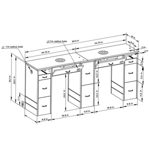 DanBelle Double Manicure Table W/Ventilation #952